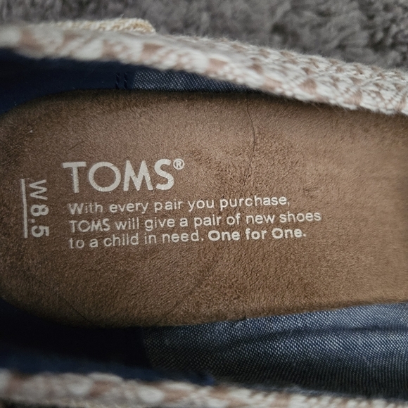 Toms Natural Woven Triangle & Cork Wedge Tan Shoes Womens 8.5 - Picture 6 of 7